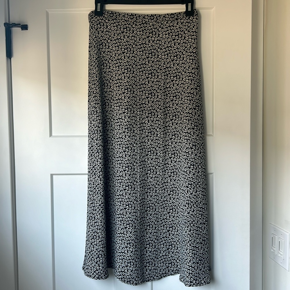 Black floral reformation midi skirt